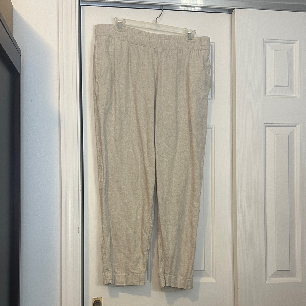 Old Navy Light Tan Straight-Leg Linen Pants